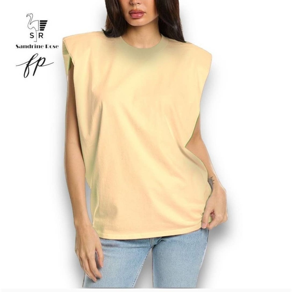 Free People x Sandrine Rose Shoulder Pad Tank Top (Sunflower)- Medium